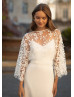 Spaghetti Straps Ivory Satin Wedding Dress With Lace Jacket